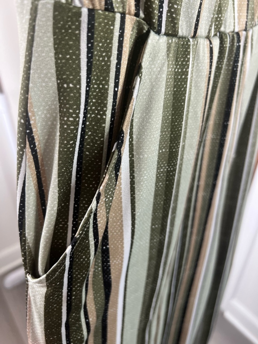 Derek Heart Striped Olive Green Wide Leg Jumpsuit-Size XL - Picture 4 of 7